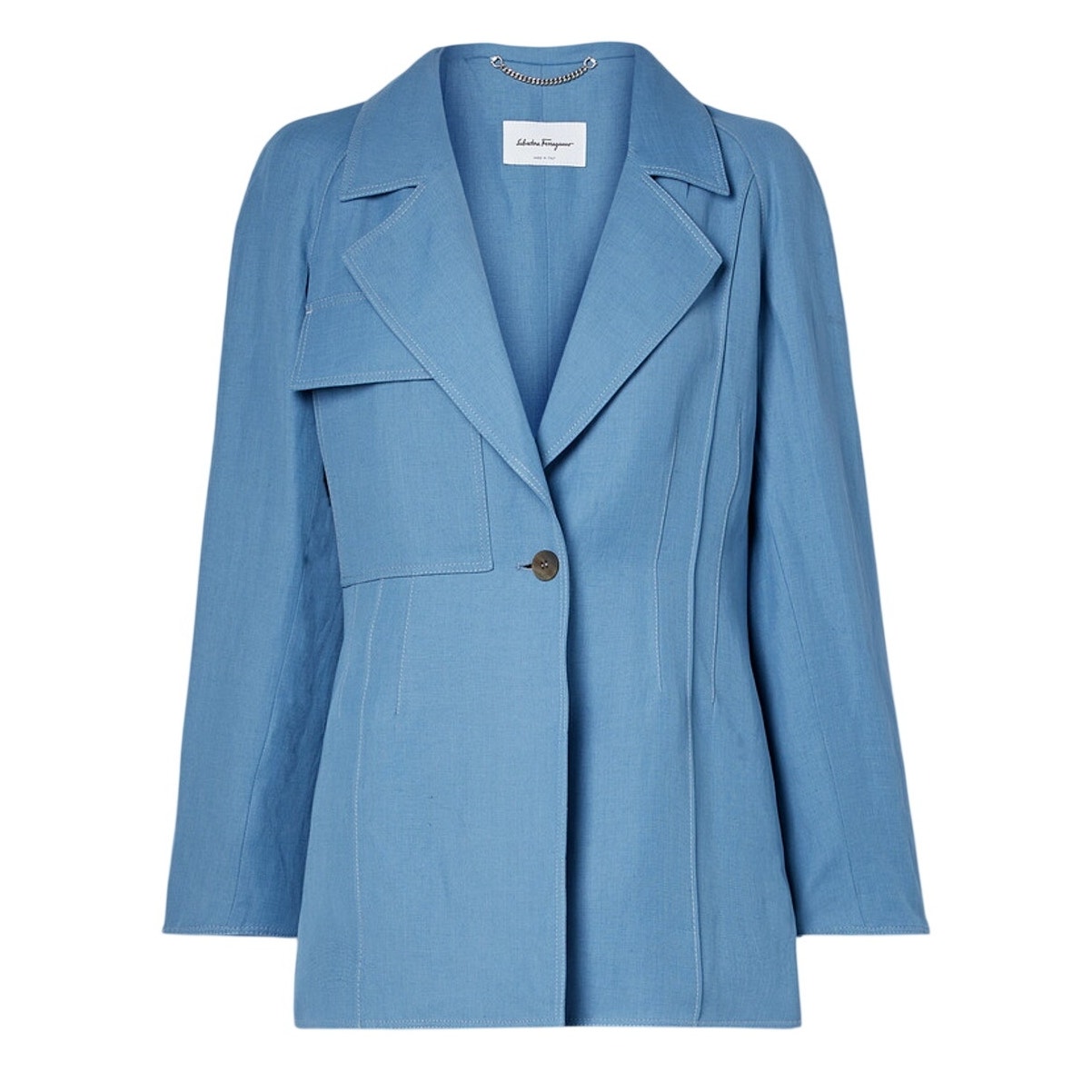 Ferragamo Tailored Blue Twill Blazer Size It 46 / Us 10-12